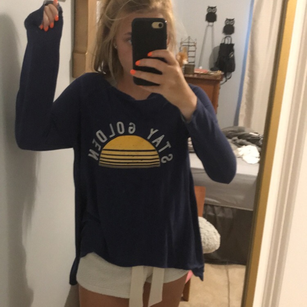 Navy Graphic Long Sleeve Pullover